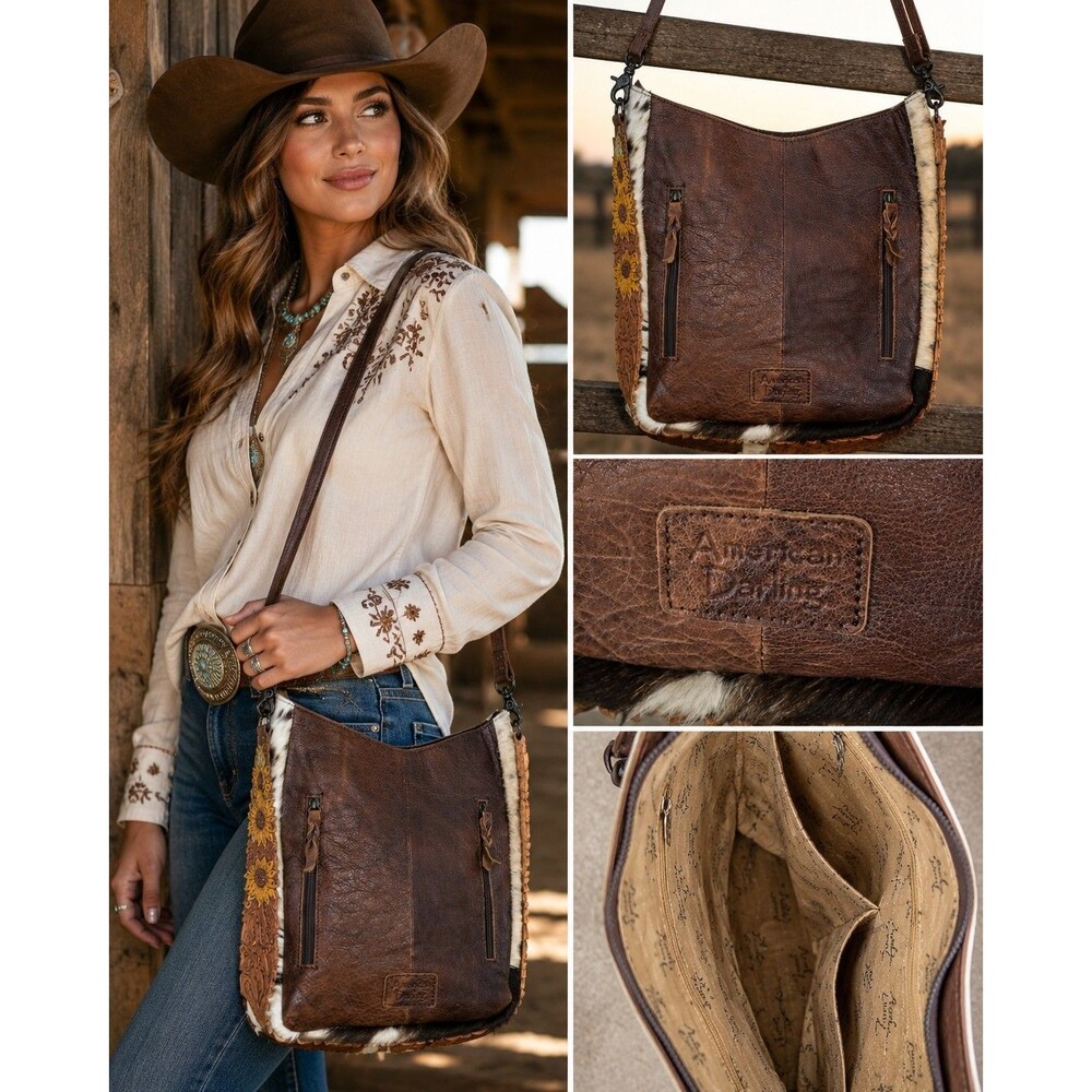 New without tags American Darling genuine leather and hair-on-hide crossbody bag